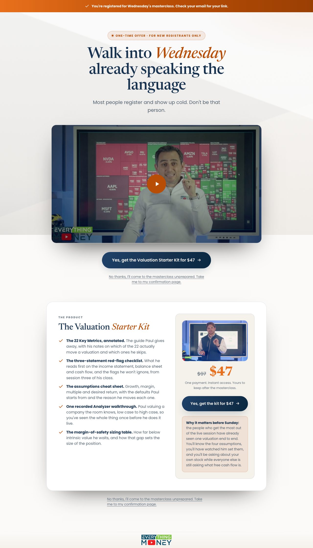 One-time offer page preview
